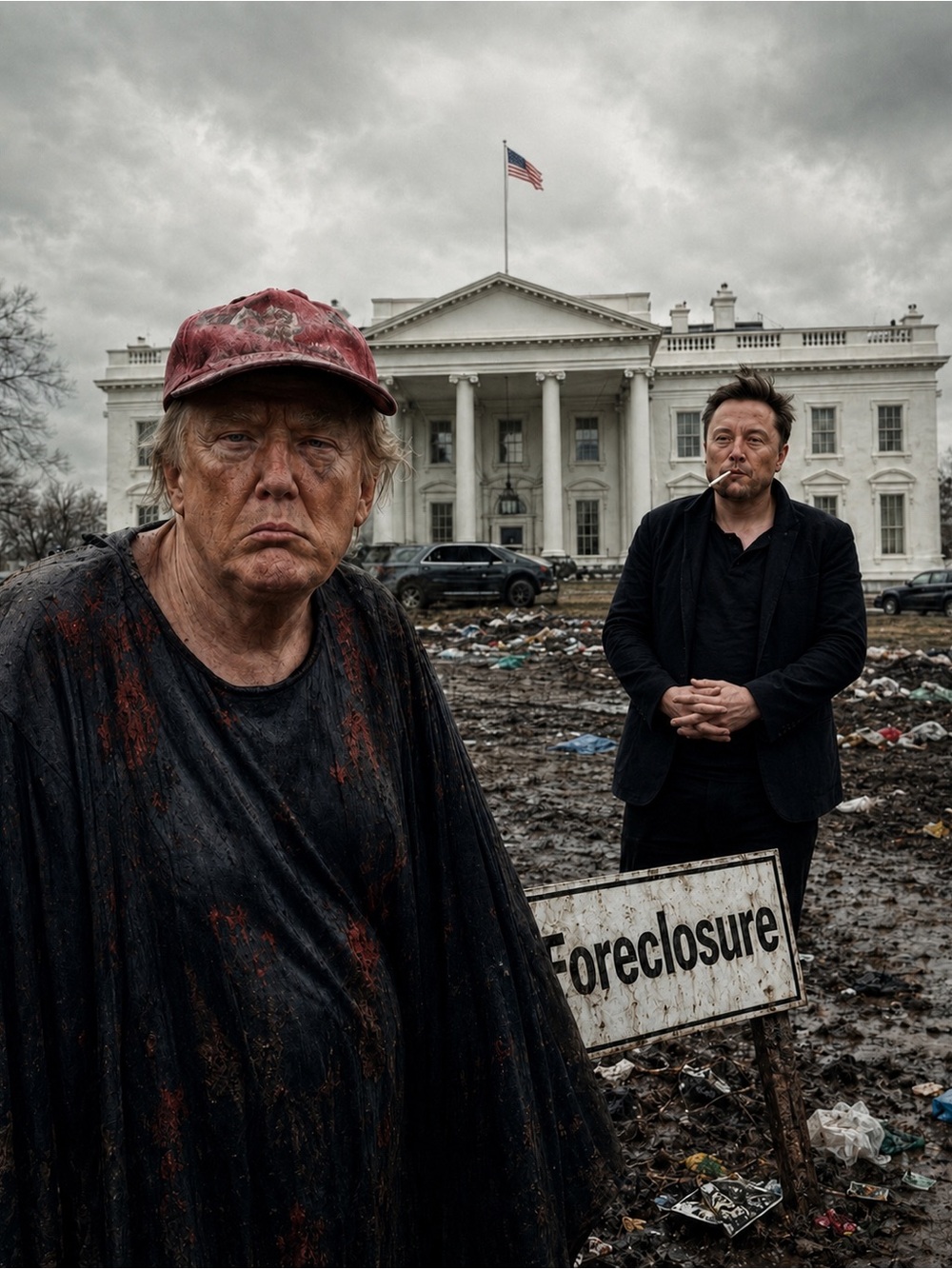 16x20 Political Satire Poster White House Foreclosure Trump Musk Wall Art